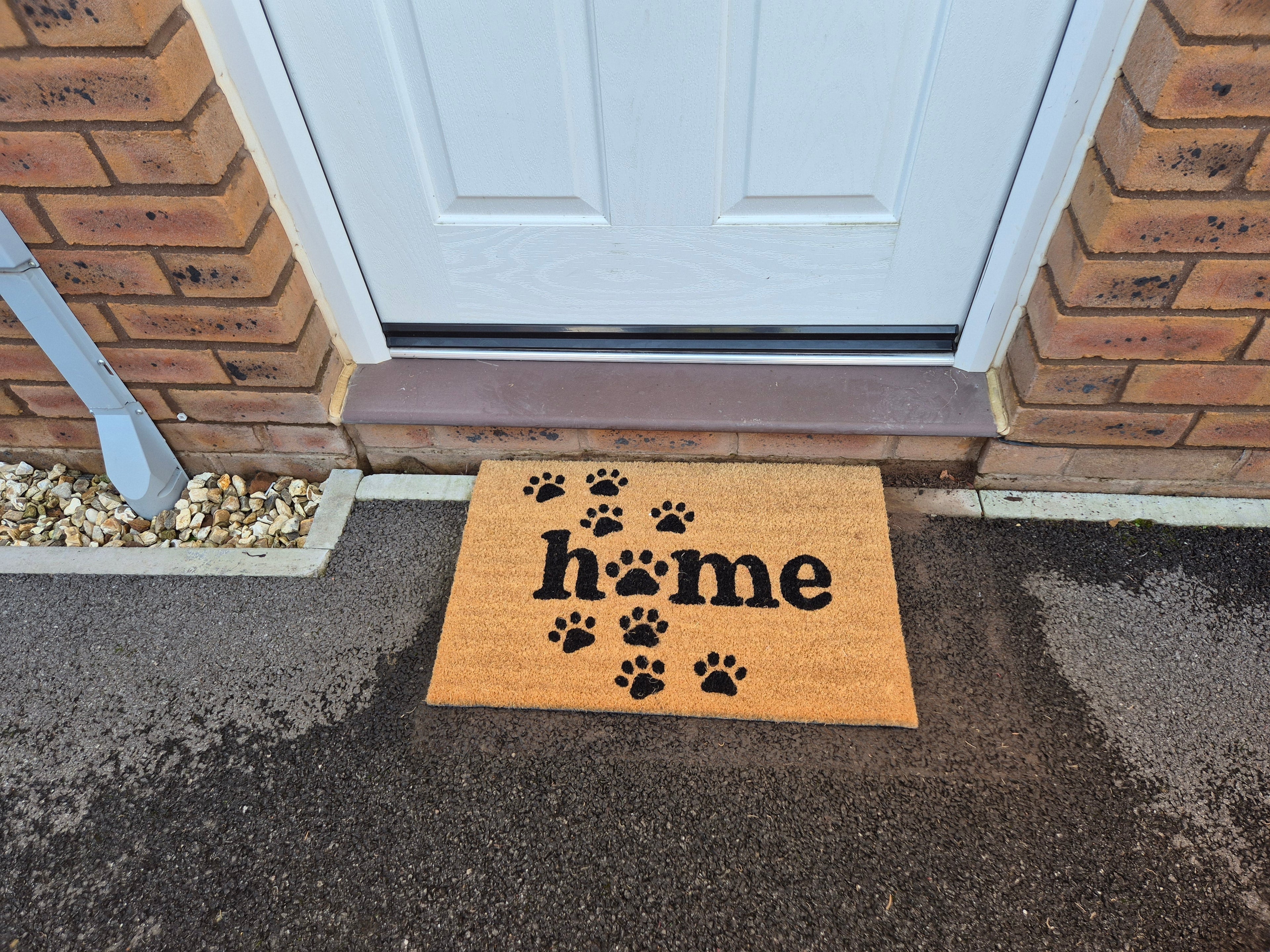 Doormat 60cm x 40cm - 'Home' (Paws) - Absorbent Coir Mat for Indoor Outdoor