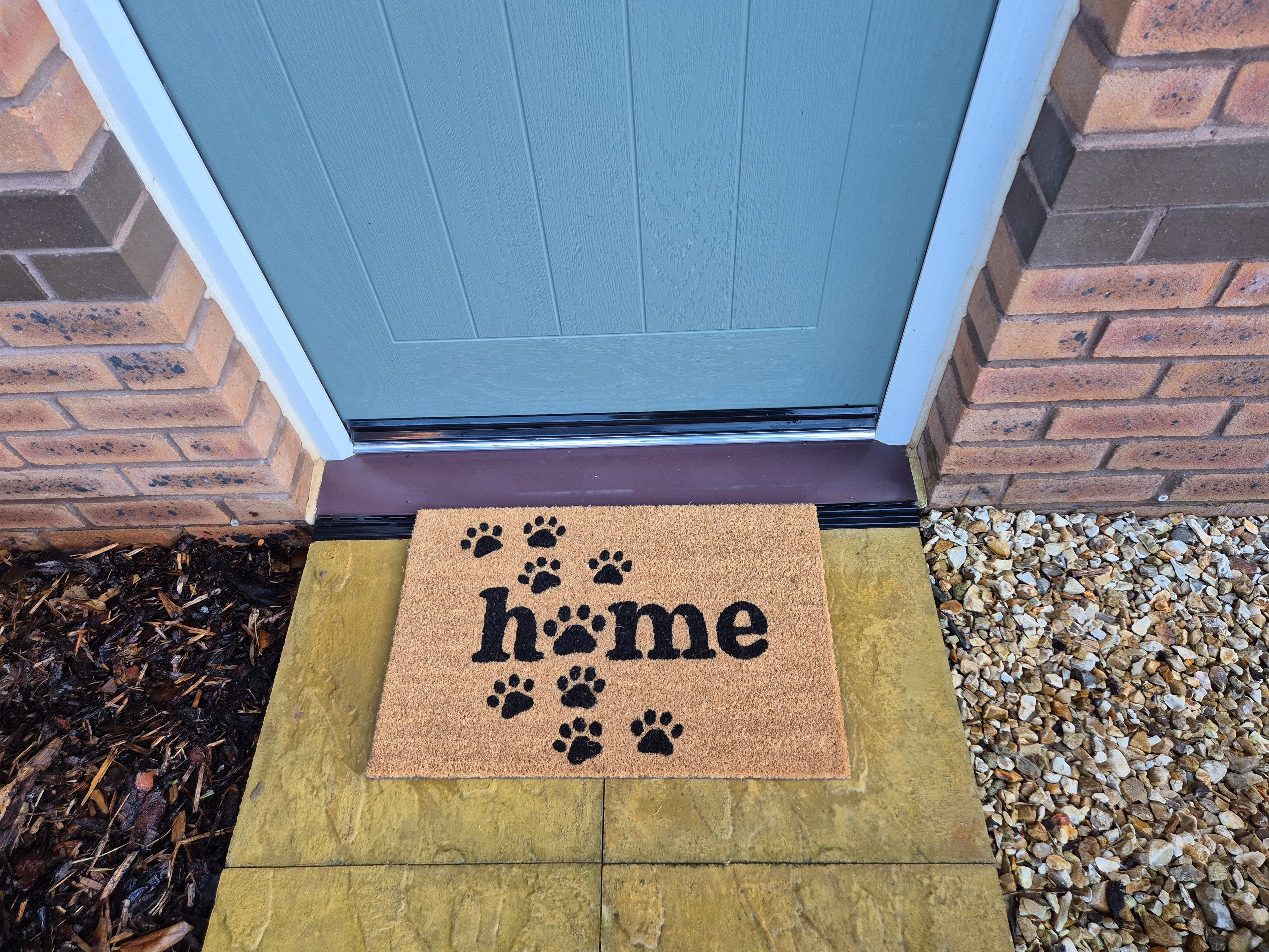 Doormat 60cm x 40cm - 'Home' (Paws) - Absorbent Coir Mat for Indoor Outdoor