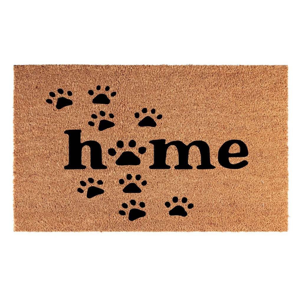 Doormat 60cm x 40cm - 'Home' (Paws) - Absorbent Coir Mat for Indoor Outdoor