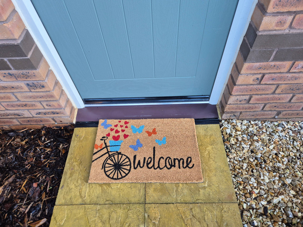 Coir Doormat, 60cm x 40cm - 'Welcome' (Bike)
