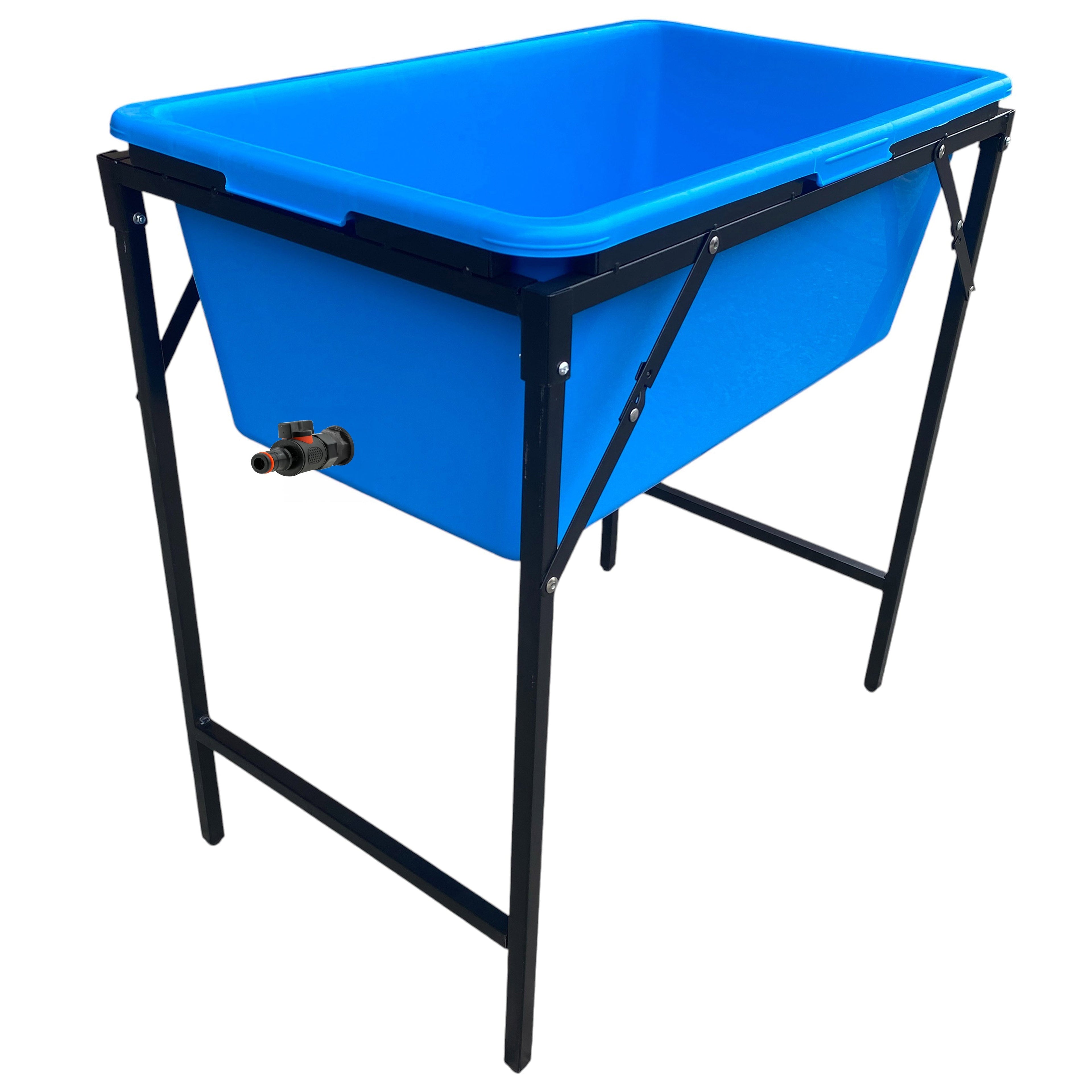 Blue Dog Bath with Drain Valve (Black) and Stand for DIY Workshop Accessory